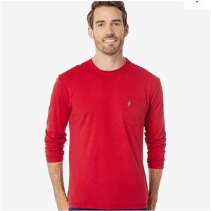 Johnnie-O Brennan Long Sleeve Front Pocket T-Shirt, Mens XL Crimson Heather